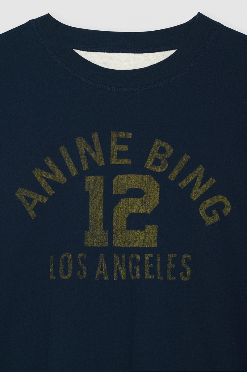 T Shirts Anine Bing Toni Reversible Bleu Marine Blanche Femme | TCS-7729811